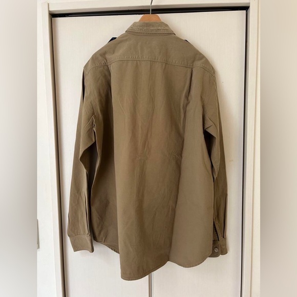 Kapital Khaki Denim Shirt Vintage Work Wear Hippie Smile Face - Picture 2 of 8